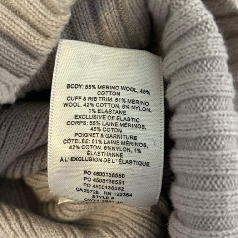 Aritzia Wilfred Tan Plunge Front Cardigan Merino Wool Cotton Blend, Large.EUC! - Picture 4 of 5